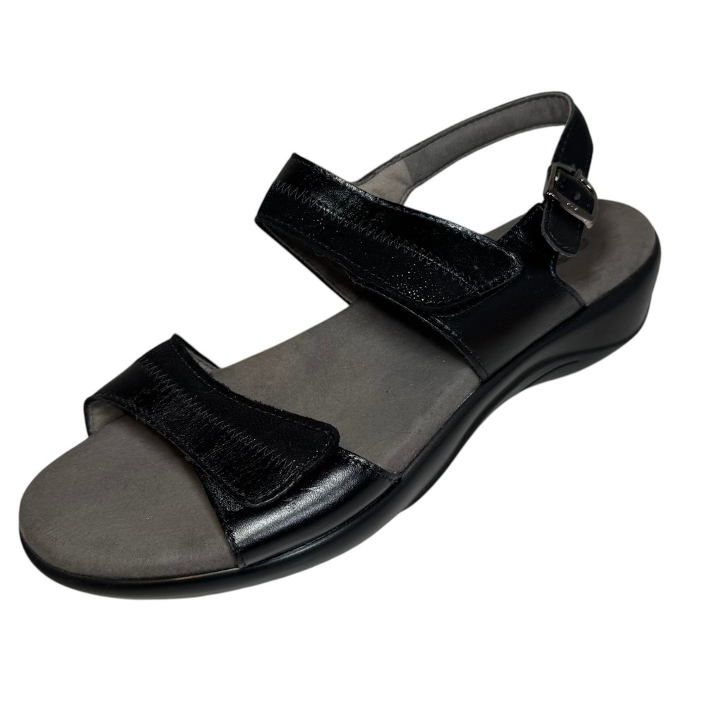 SAS Women's Sandals 8 Wide Nudu Midnight Black Leather Lk NW